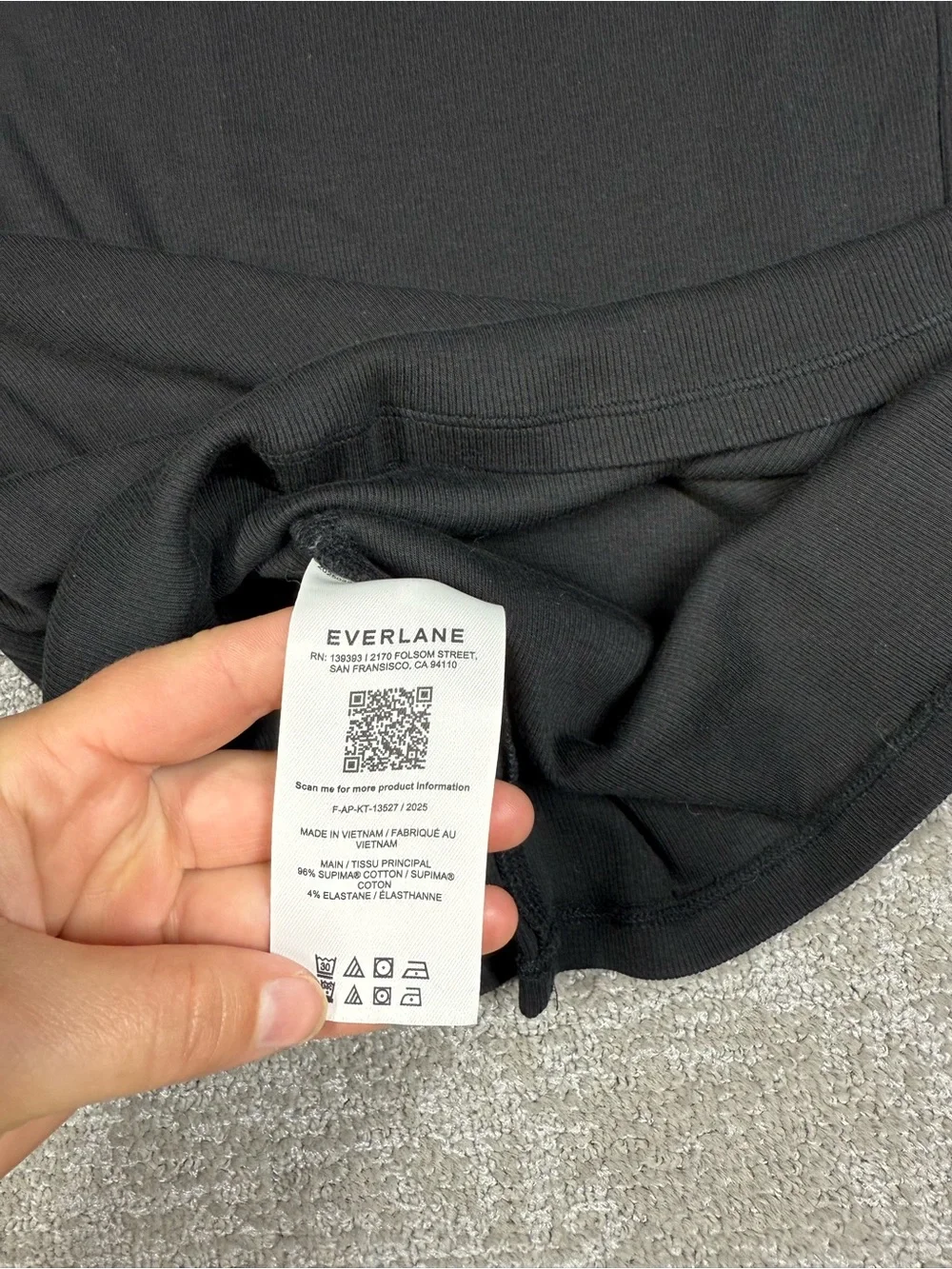Everlane Black Ribbed Long Sleeve Crewneck Shirt Women Size M - Picture 5 of 6